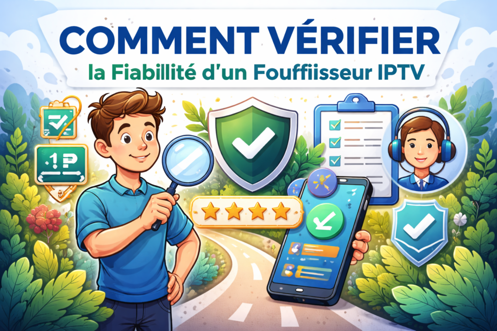 Illustrations éducatives sur l’IPTV légal en France, montrant des écrans TV, symboles de sécurité, drapeau français, comparaisons entre risques de l’IPTV illégale et avantages d’une solution légale, dans des styles infographique, réaliste, cartoon et high-tech.