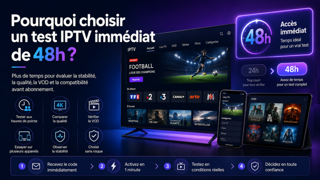 test IPTV immédiat de 48h