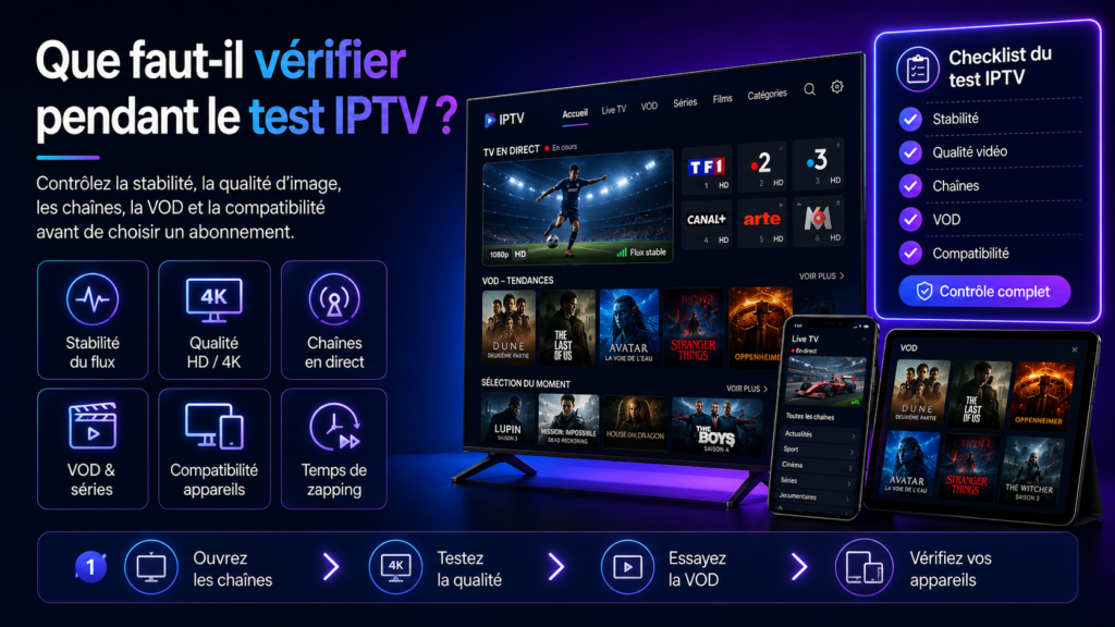 Que faut-il vérifier pendant le test IPTV ?