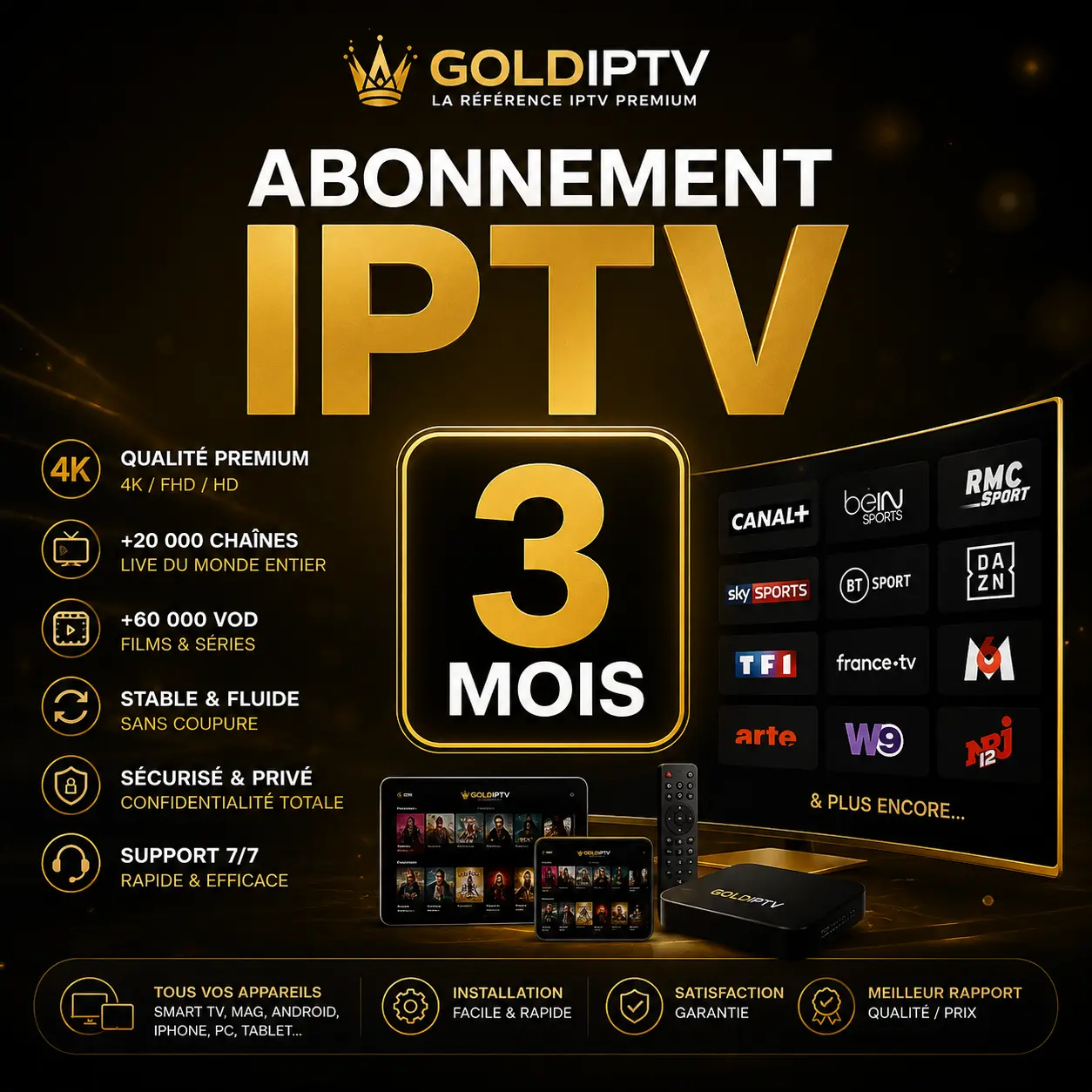 Abonnement IPTV 3 Mois