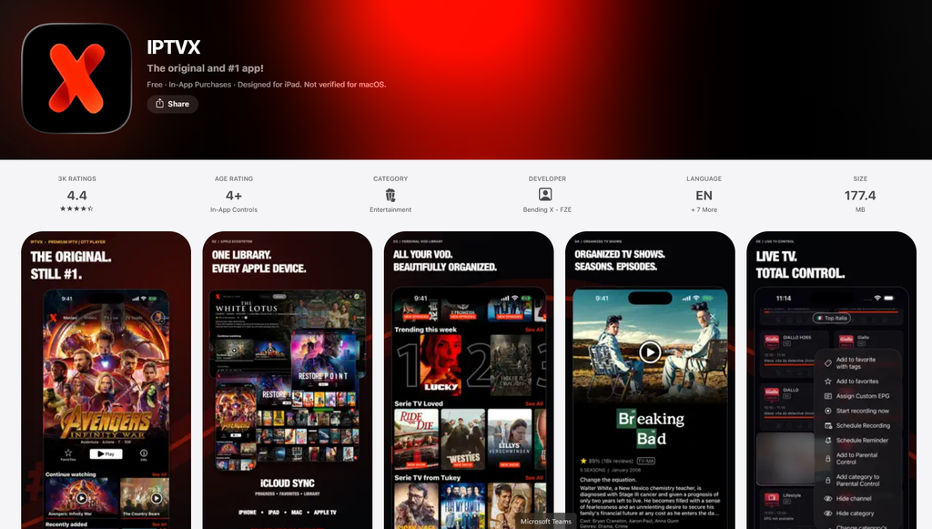 IPTVX sur iPhone et iPad