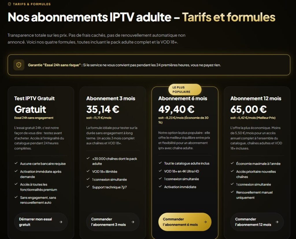 abonnements IPTV adulte