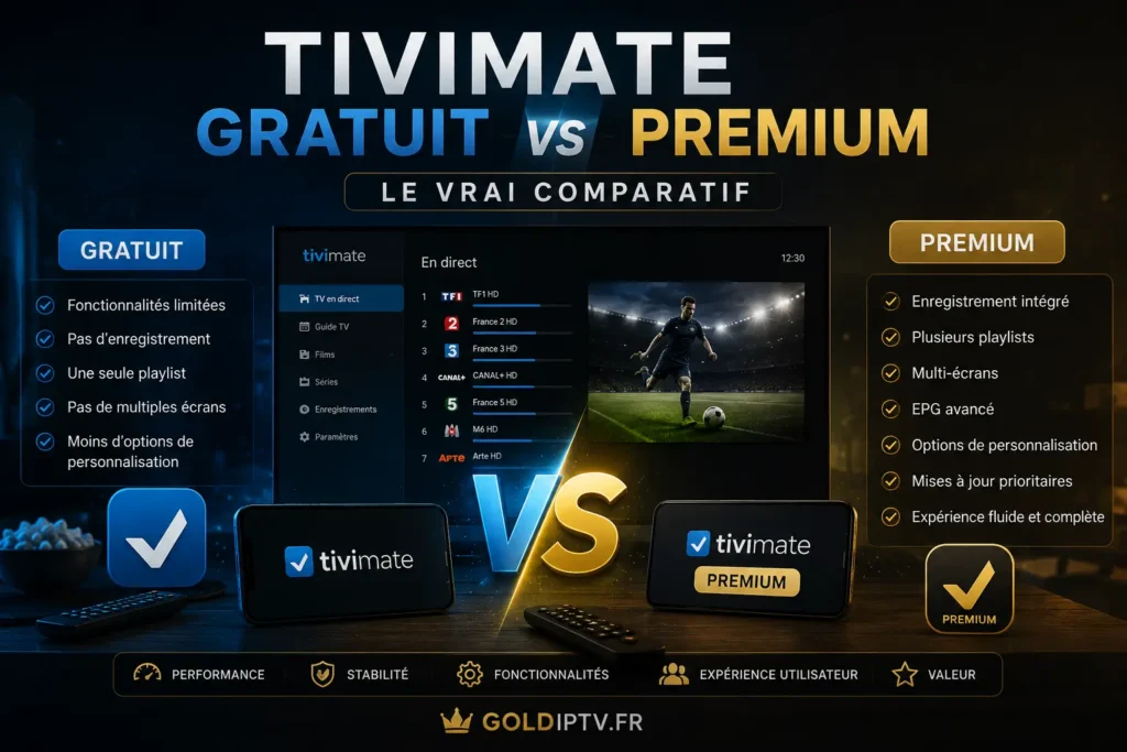 TiviMate Gratuit vs Premium
